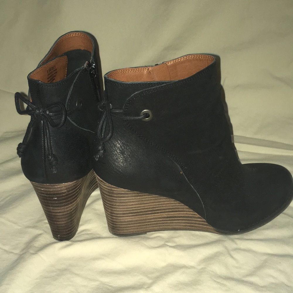 Lucky Brand leather wedge booties